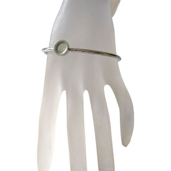 Crystal Floating Charms Locket Bracelet Bangle Silver Tone Modernist Academia. - Picture 10 of 16